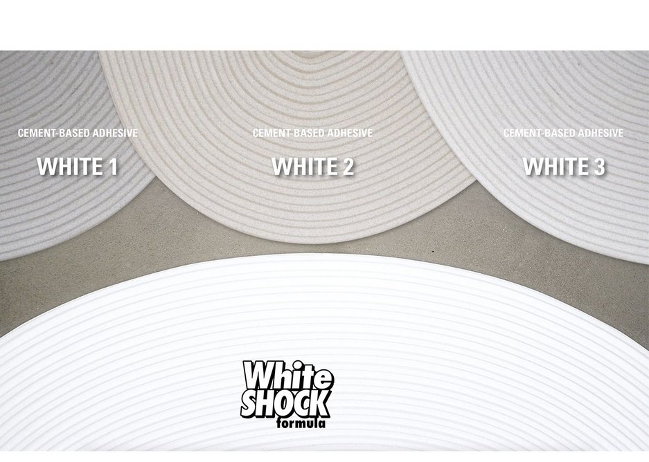 White Shock formula is whiter than cement-based adhesives.