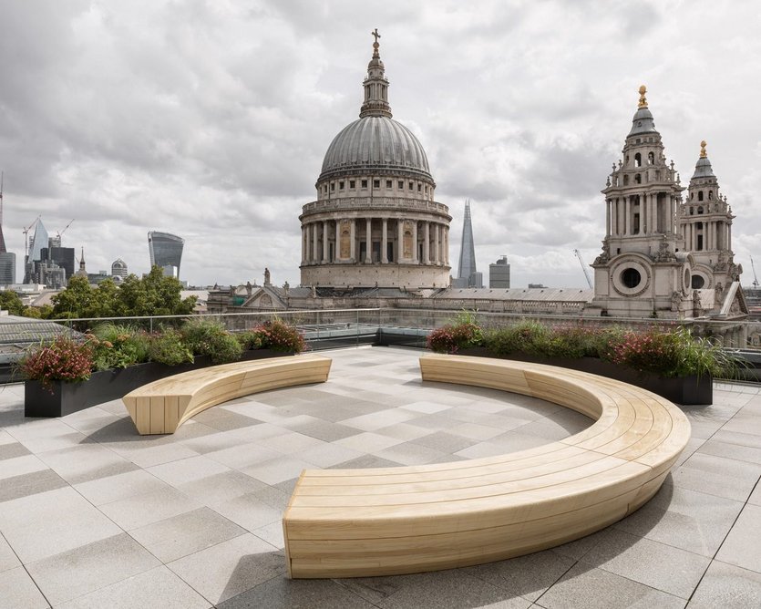 The new eighth floor roof terrace where you feel you can almost touch the dome of St Paul’s cathedral.