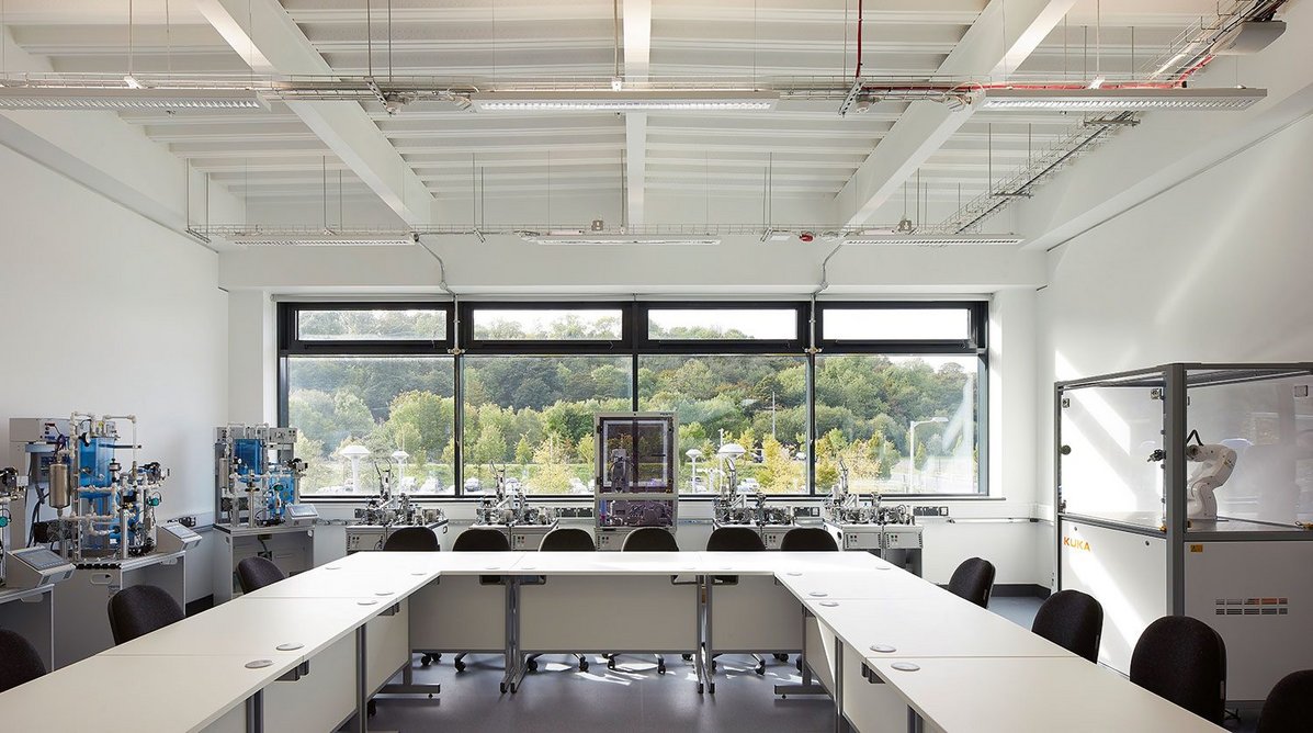 A teaching room, this one fitted out for robotics.