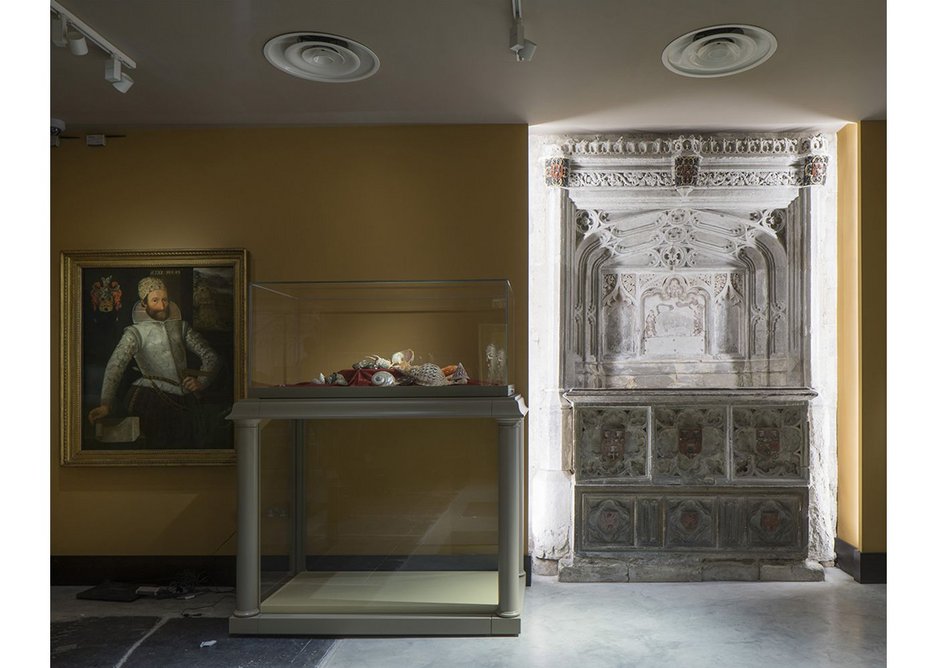 Inside the Walcot Room. Not far from where a glass floor shows the stairs down to the tombs of five archbishops – which were found during construction.