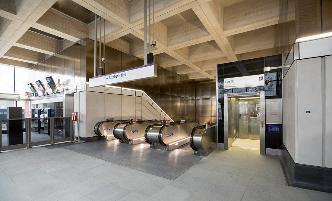 Aedas’ Farringdon Station with its concrete coffered ceiling – a deliberate reference to the Barbican.