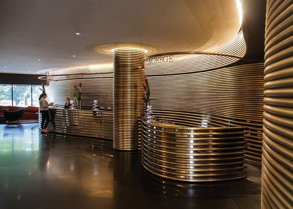 Tubular belles: Arad’s copper, brass and bronze tubes use rich materials to complement Moretti’s luxurious brutalism.