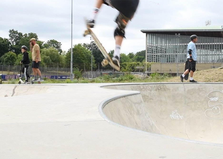 Still from the Open House film by Jim Stephenson on Crystal Palace SkatePark, Bromley.