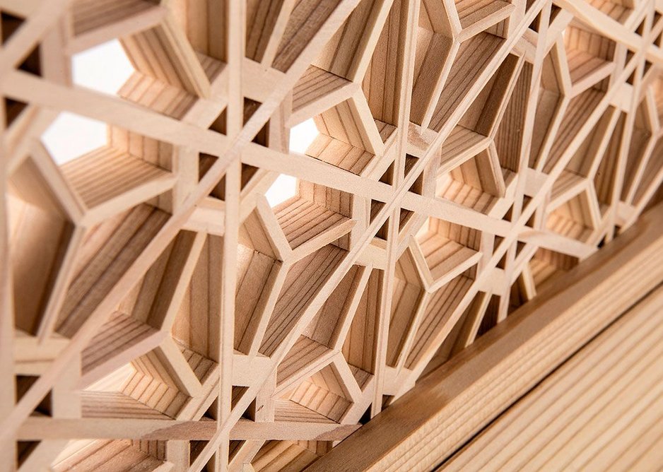 All about materials: Delicate kumiko work by Japanese company Tanihata. Kumiko is a sophisticated technique of assembling wood pieces without nails.