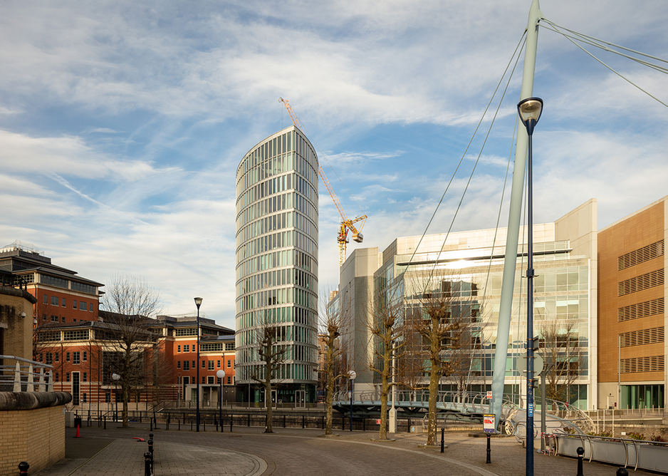 Glass Wharf alongside Temple Quay with the Eye to the left and Valentine Bridge in the foreground.