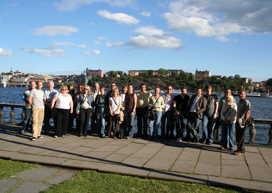 The staff at JDDK Architects on a practice trip to Sweden to view housing schemes, 2006.