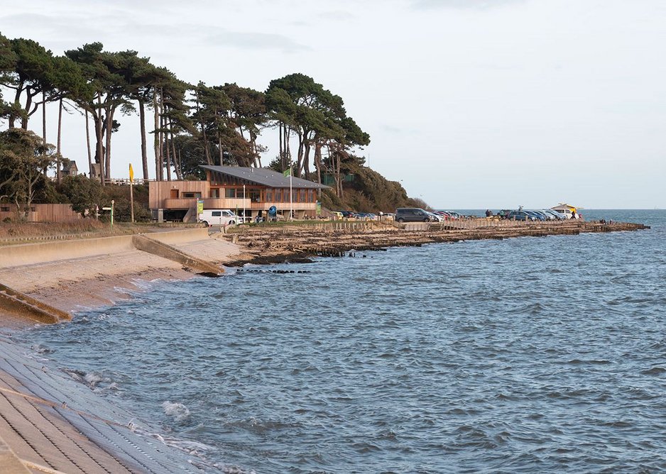 View from the West at high tide. The Lookout, Lepe Country Park by Hampshire County Council Property Services.