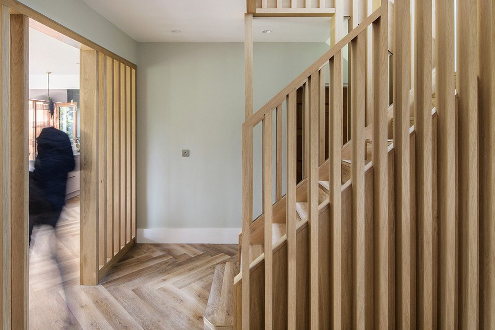 New timer stair brings light and a sense of openness to the heart of the house.
