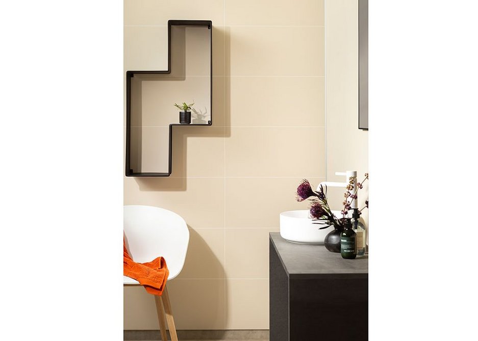 Fibo laminate wall panels in Light Sand from the Contemporary Tile Effect range.