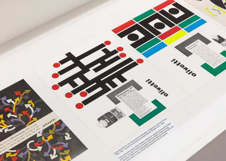 Graphic designers and poets created poster designs and slogans for Olivetti products.