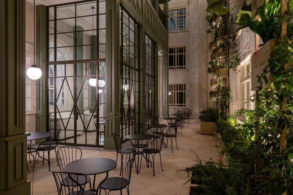 Planting is illuminated in the ‘hidden garden’, a newly created breakout area in a forgotten service space.