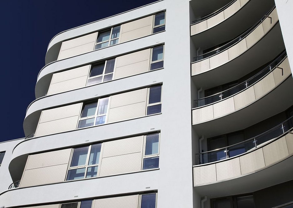 Berry Court: a contemporary development that responds to Bournemouth's Art Deco heritage with clean horizontal banding and sweeping curves.