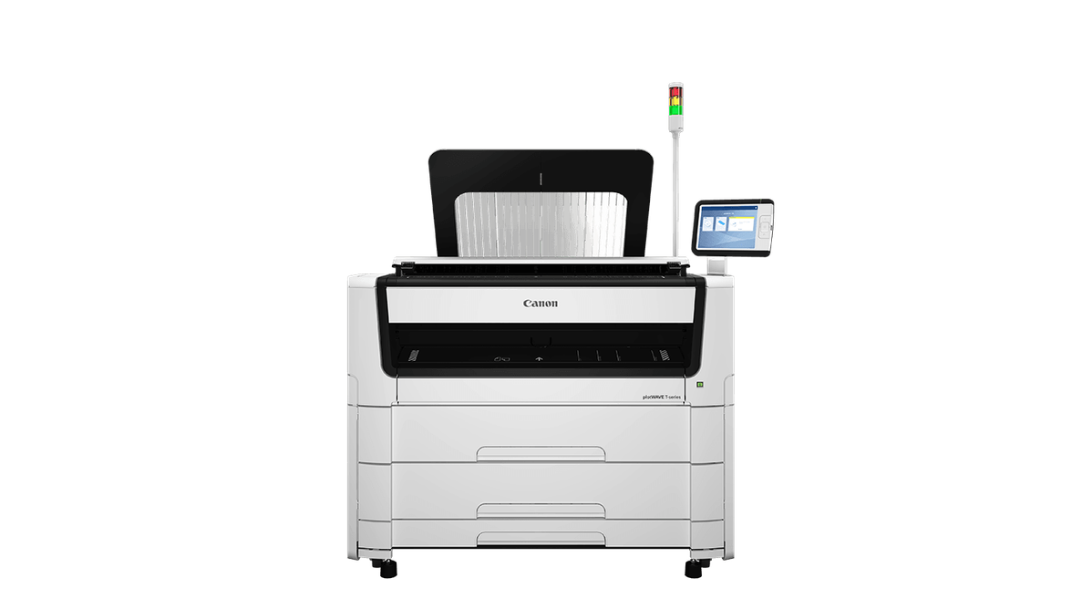 Canon plotWAVE T30/T35: a true all-in-one monochrome printer, with scanning, printing and copying.