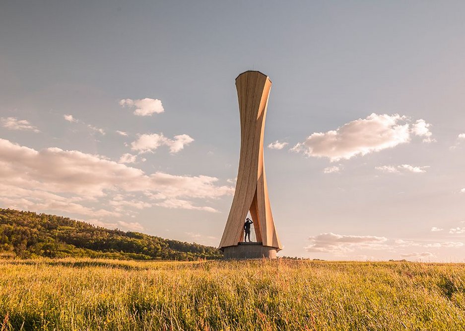 The tower is formed from Spruce CLT but other timbers can undergo the same kiln-curving process.