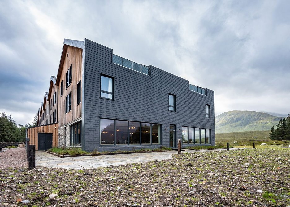 Heavy 3 slade cladding on the new 57-room wing at Kingshouse Hotel.