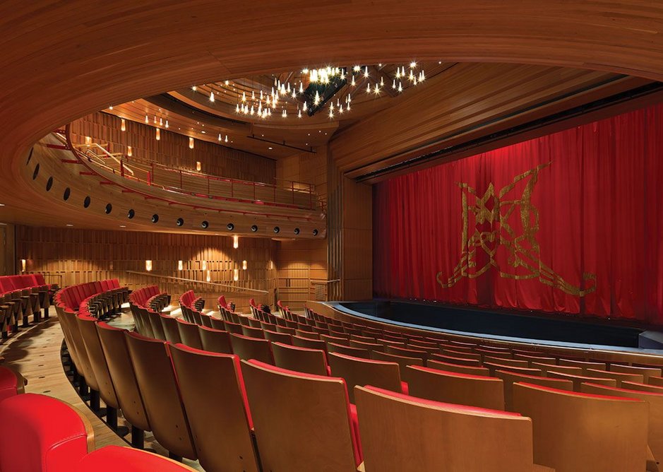 Stalls seat view of the refurbished Susie Sainsbury Theatre – the upper level balcony is a new intervention.