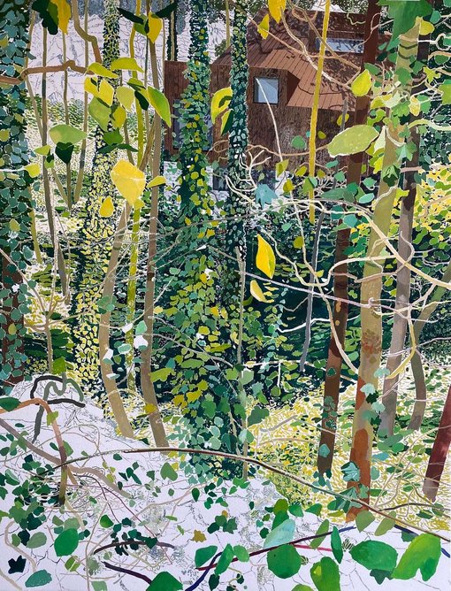 Woodland House by Coppin Dockray, with painting by Gianni Notarianni, one of the architecture exhibits at the Royal Academy of Arts’ Summer Exhibition 2022, London.