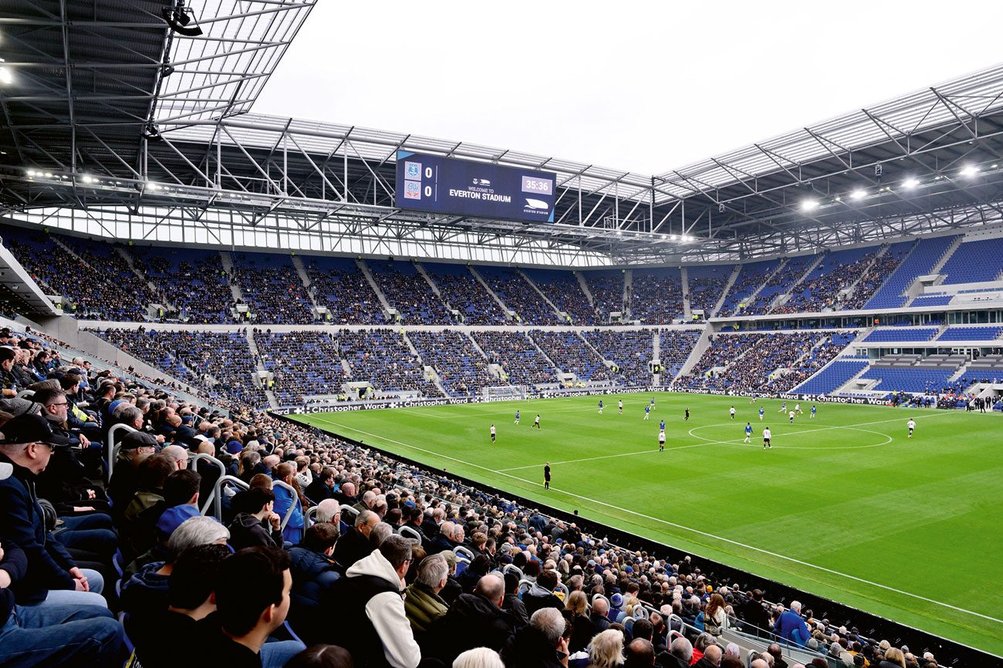 The steep South Stand is intended to recreate the atmosphere of Goodison Park.
