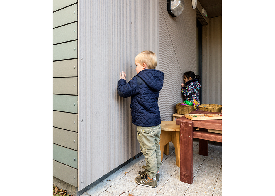 Magic touch: Corstorphine Nursery children explore the tactility of their Linea walls.