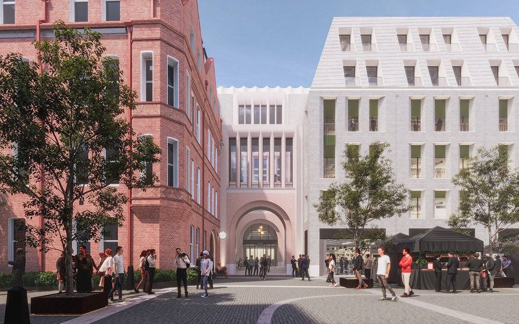 Beispiel worked with Orms to explore what complementary uses would suit the existing Leather Lane market in its proposals for 2 Waterhouse Square. Image: Glass Canvas