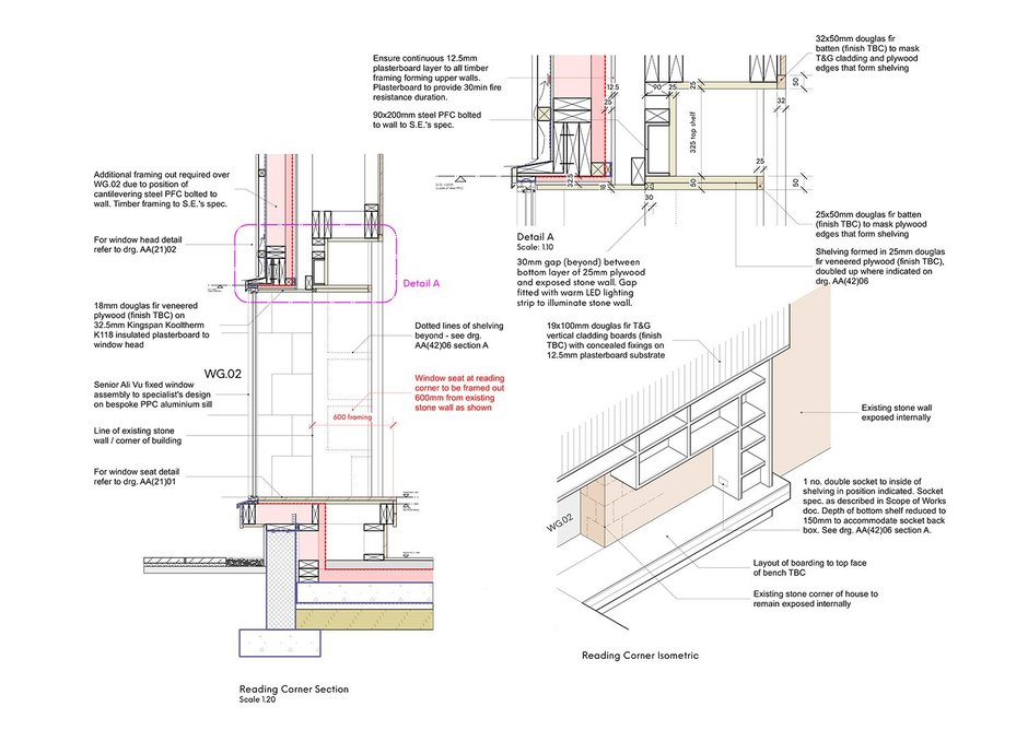 Detail drawings, Pollokshields extension, Glasgow, designed by Studio KAP.
