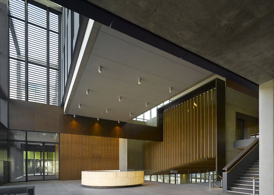 Reception area - up to the lecture theatre, down to the Forum.