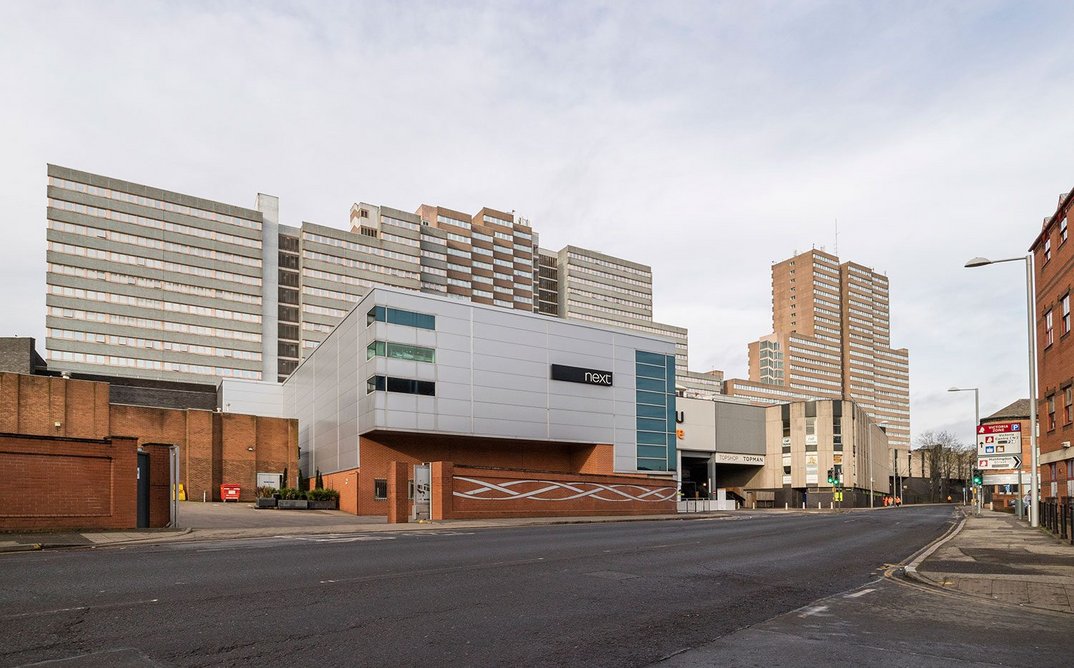 Victoria Centre, Nottingham. The council housing and shopping centre development was designed by Arthur Swift & Partners,1965–71.