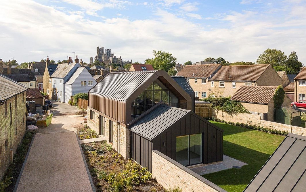 VM Zinc's Anthra-Zinc and Pigmento Brown Zinc at Waterside barn conversions in Ely, Cambridgeshire. PiP Architecture.
