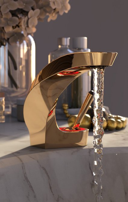 Ametis basin mixer in Polished Gold finish, Graff.