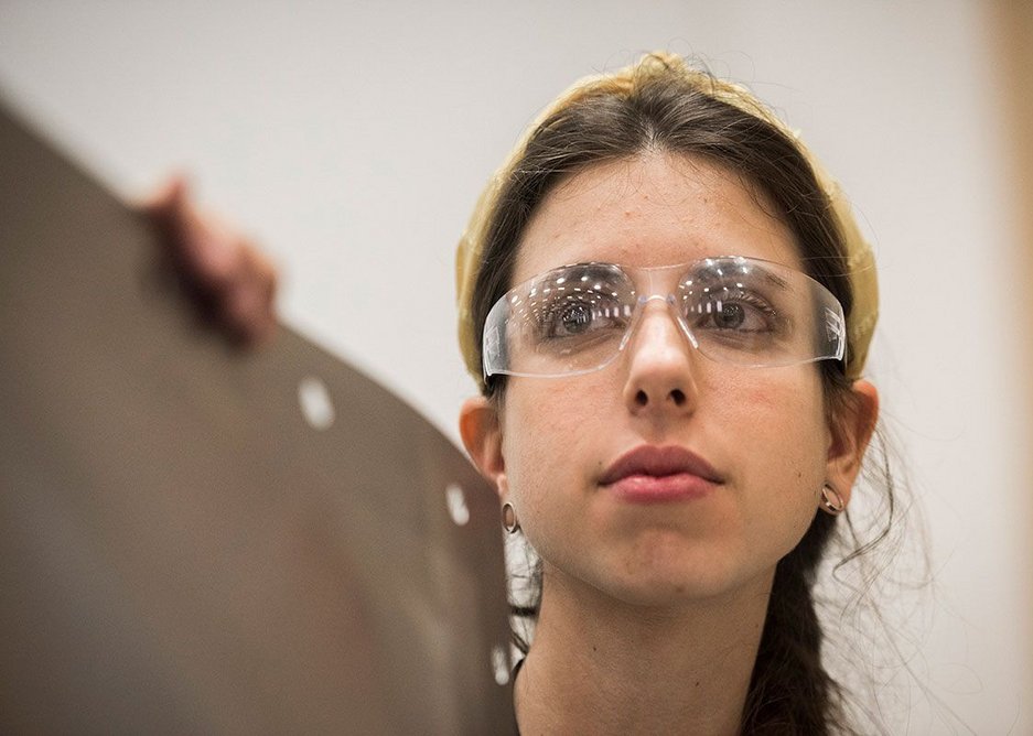 Researcher Christina Garza Lasierra at UCL’s Here East research and testing facilities.