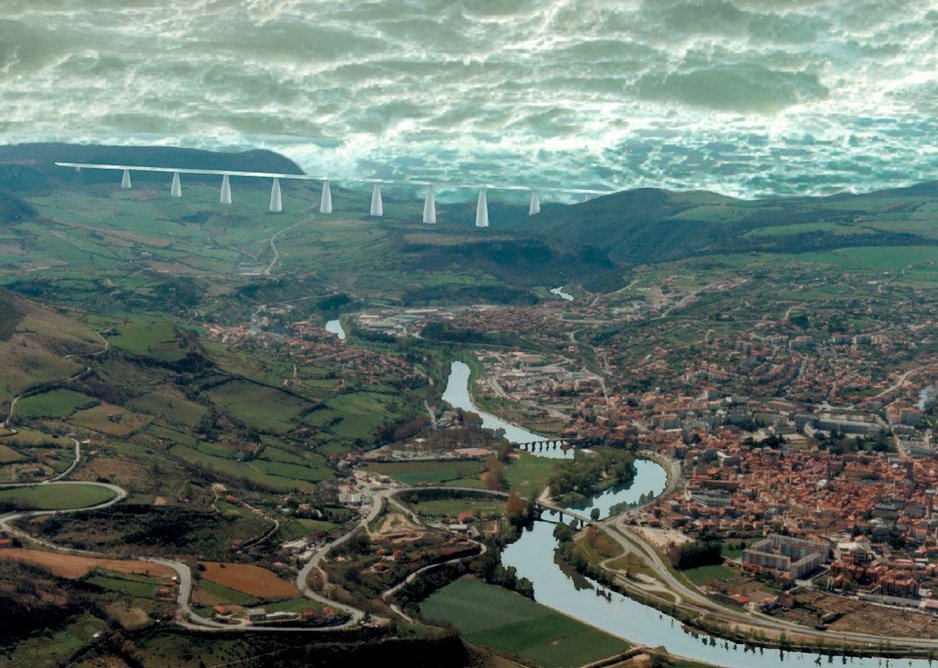 Millau Viaduct, The Three Bridges, Jacques Hondelatte, 1994. Computer drawing courtesy of the estate of the artist and Betts Project