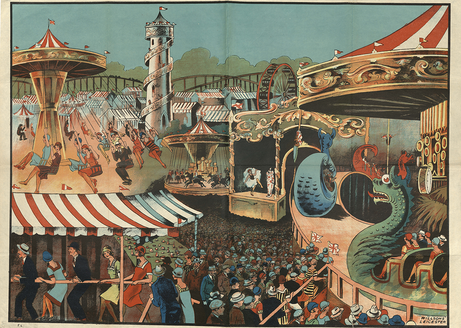 Fairground Scene, Willsons Printers, Leicester 1930s.