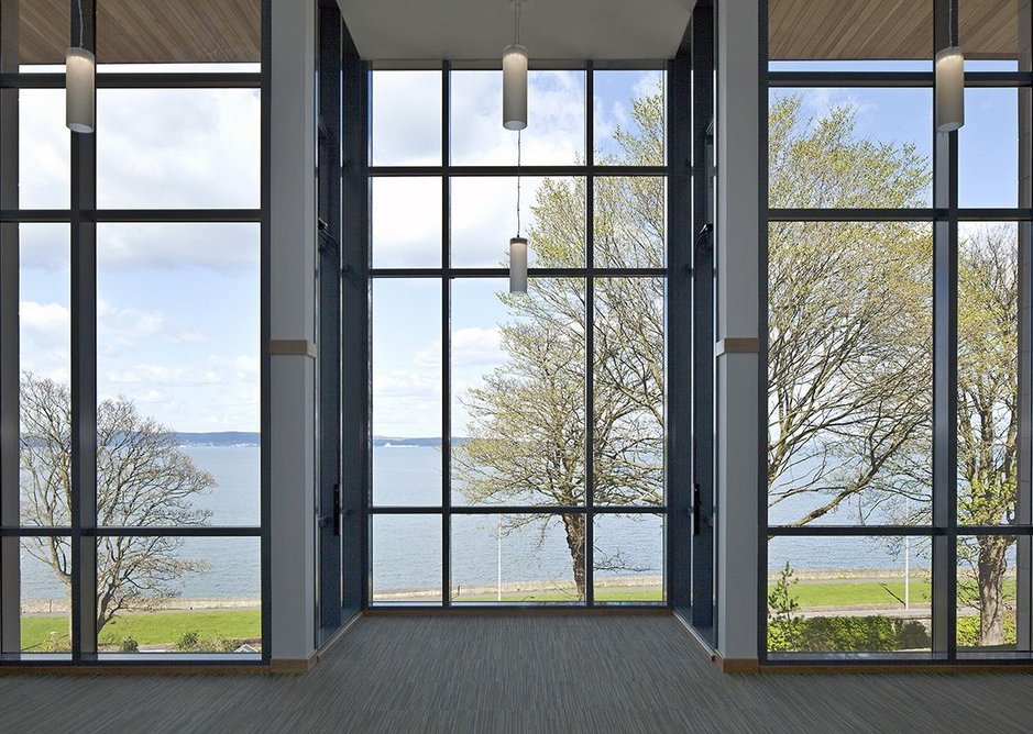 From the chapel where a pair of binoculars is provided at the altar for watching the ships go by.