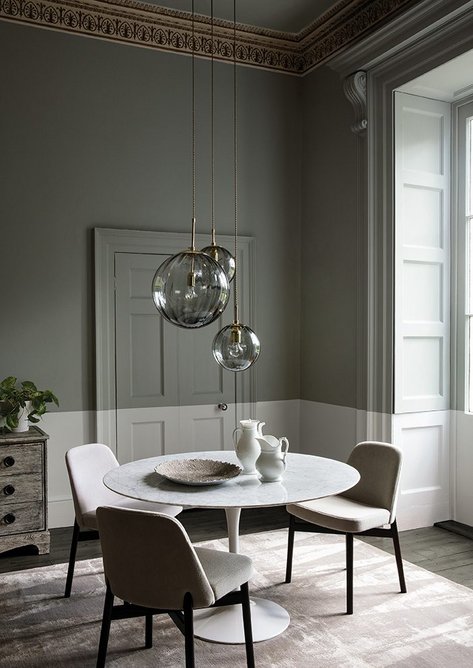 Dining room painted in Steel II, V, Architectural Colours range, Paint & Paper Library.