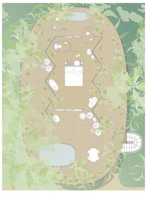 Plan of Glass Cave, part of a study into the impact of natural light on wellbeing. Tonkin Liu collaborated on the project with Tim Macfarlane.