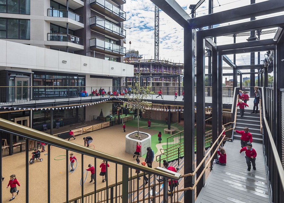 The multi-level pergola around the playground.