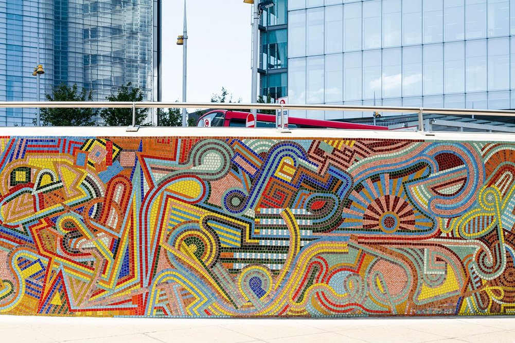 Local buildings and natural forms are referenced In a River a Thousand Streams, a new mural outside London Bridge Station by Adam Nathaniel Furman in collaboration with the London School of Mosaics.