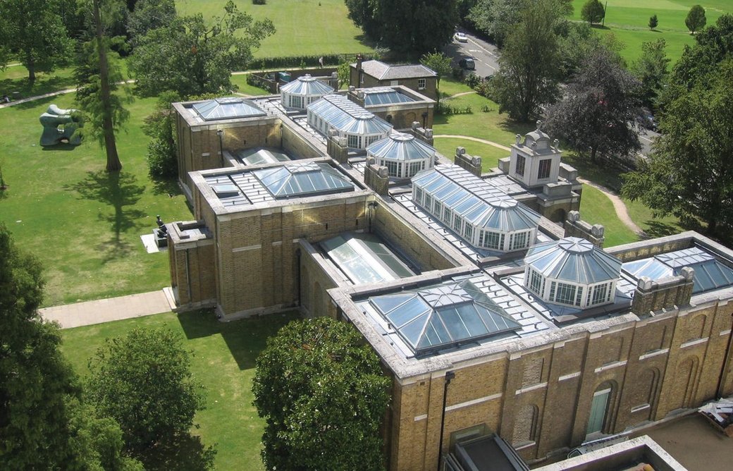 Dulwich Picture Gallery, London, aerial view.