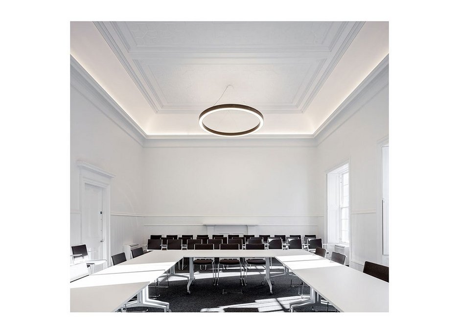 The Saltoun Centre’s restored, upgraded and white-painted Council chamber.