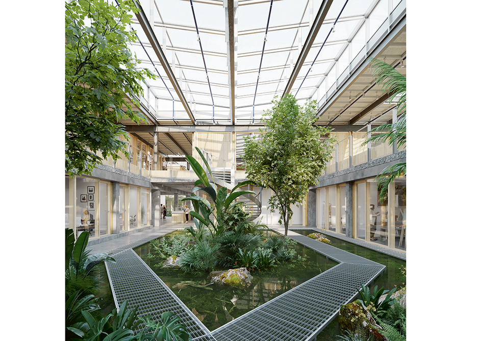 Four atria, carved out of Twente University’s former geography faculty, give its new institute lungs to breathe.