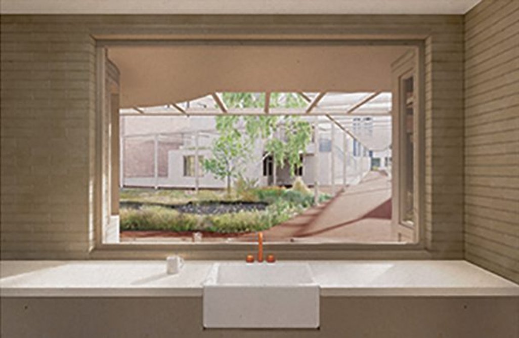 The design embraces an egocentric spatial perception with clear views of the communal garden.