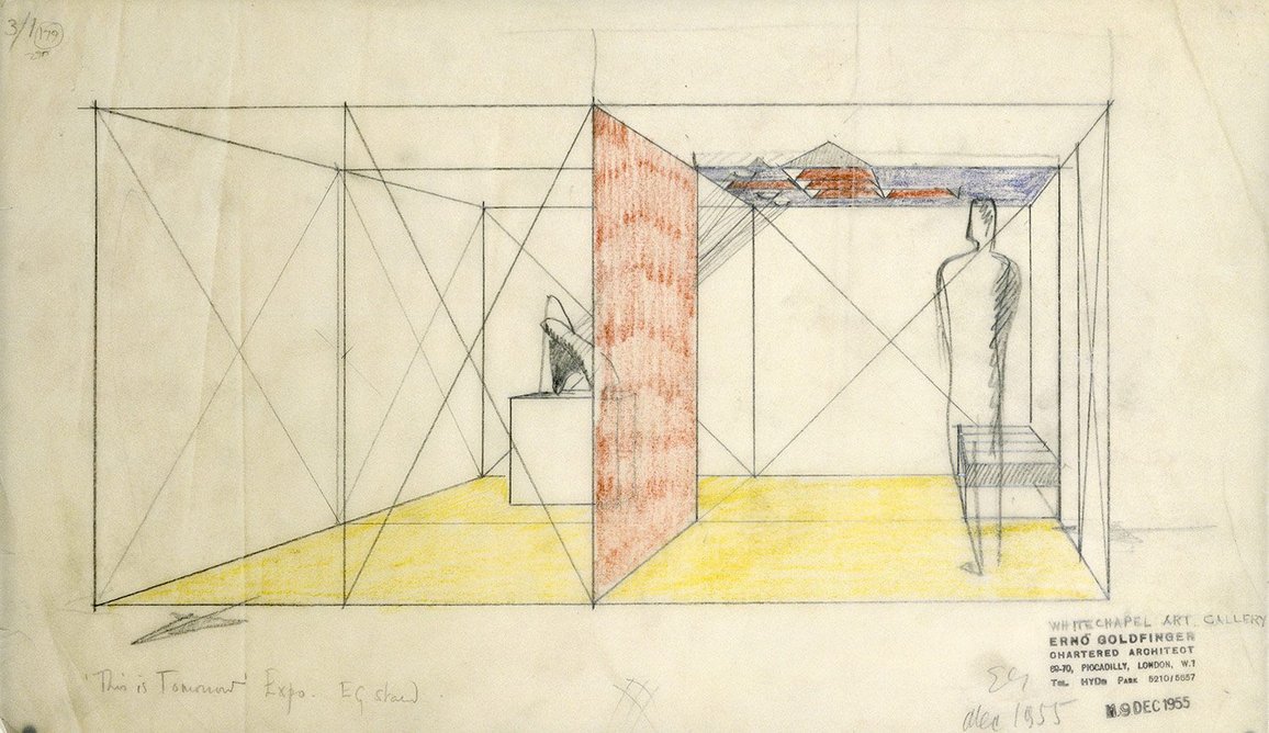 Design for the 'This Is tomorrow' exhibition at the Whitechapel Art Gallery, London, by Erno Goldfinger, 1955.