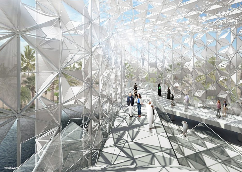 The Japan Pavilion for Expo 2020 Dubai, designed by Yuko Nagama & Associates. Arup is the engineering consultant, delivering SMEP, fire, facade, security, architect of report and site supervision services.