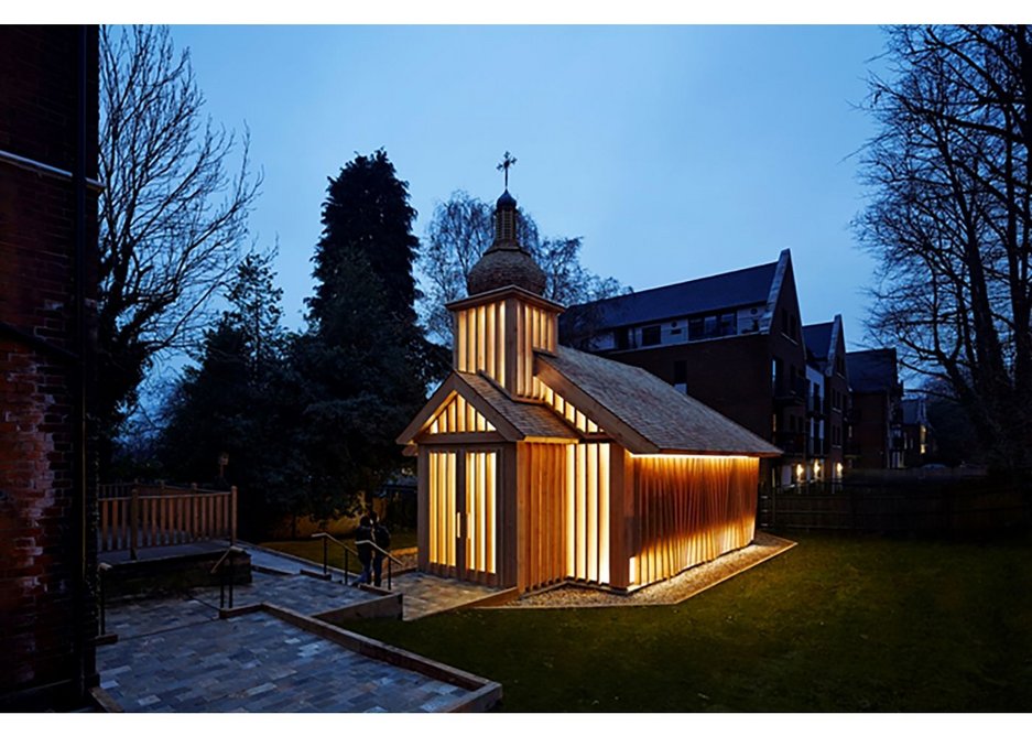 The Belarusian Memorial Chapel  designed by Spheron Architects in Woodside Park is dedicated to the victims of Chernobyl.