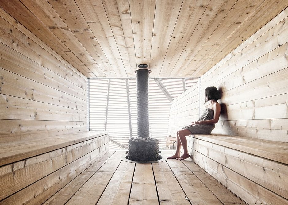 The booth-like private sauna