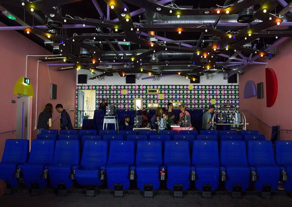 The new cinema space with its artist designed ceiling installation.