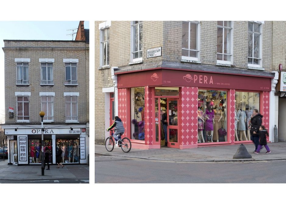 Opera, 112 Fonthill Road, Finsbury Park before (left) and after. The programme was part of the Islington, Hackney & Haringey Council tri-borough town centre initiative.