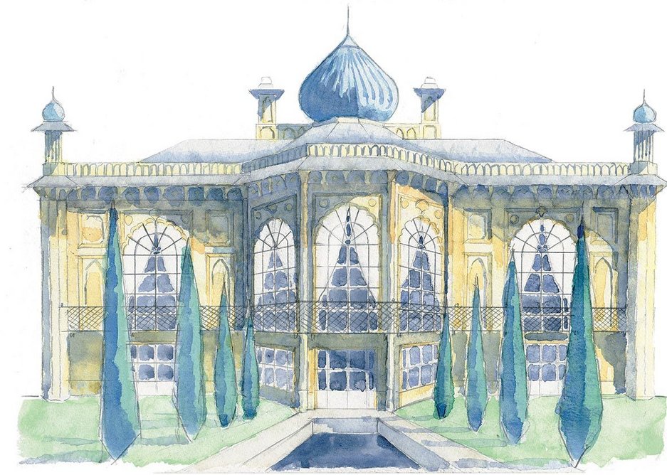 Sezincote House, the ‘Taj Mahal in Gloucestershire’, built in 1805. Sketch by Rory Fraser