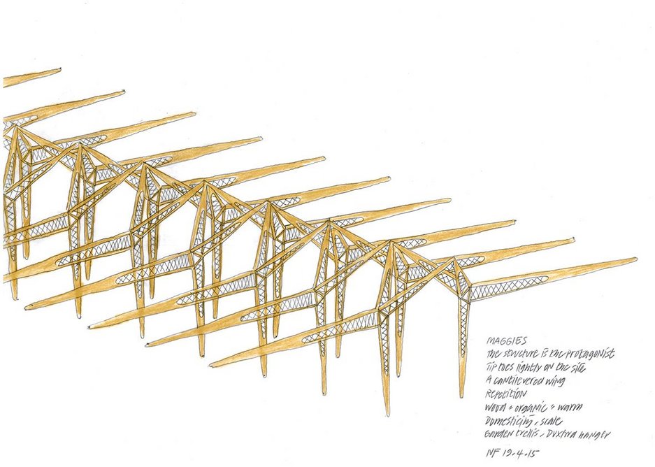 Structural concept sketch by  Norman Foster.