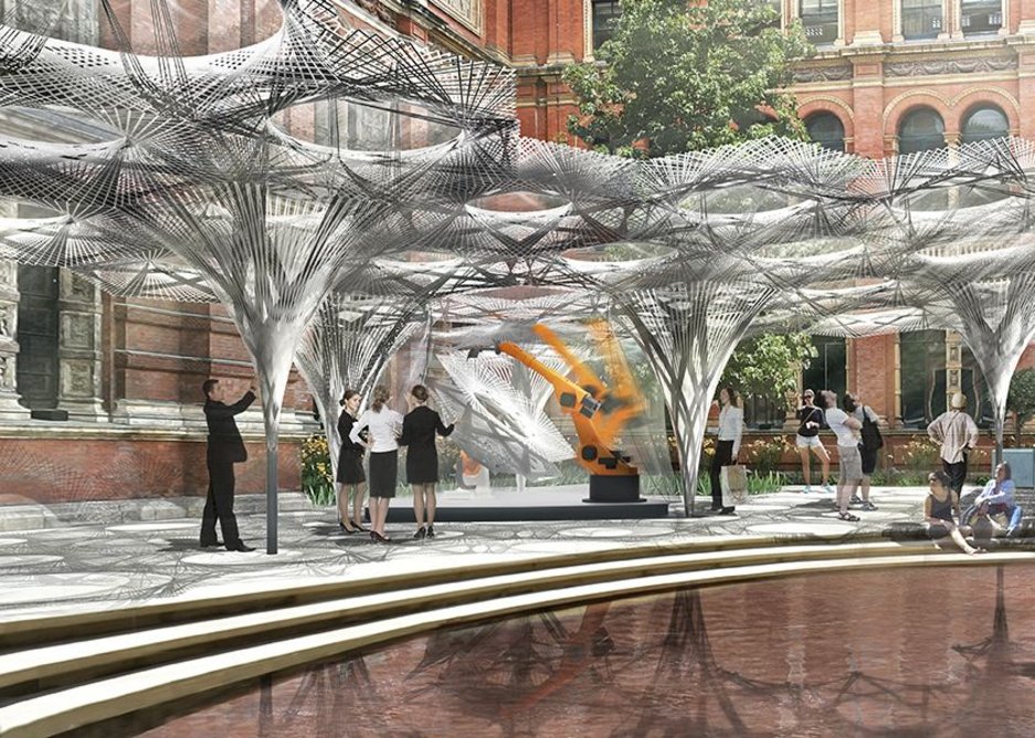 A rendering of the Elytra Filament Pavilion.